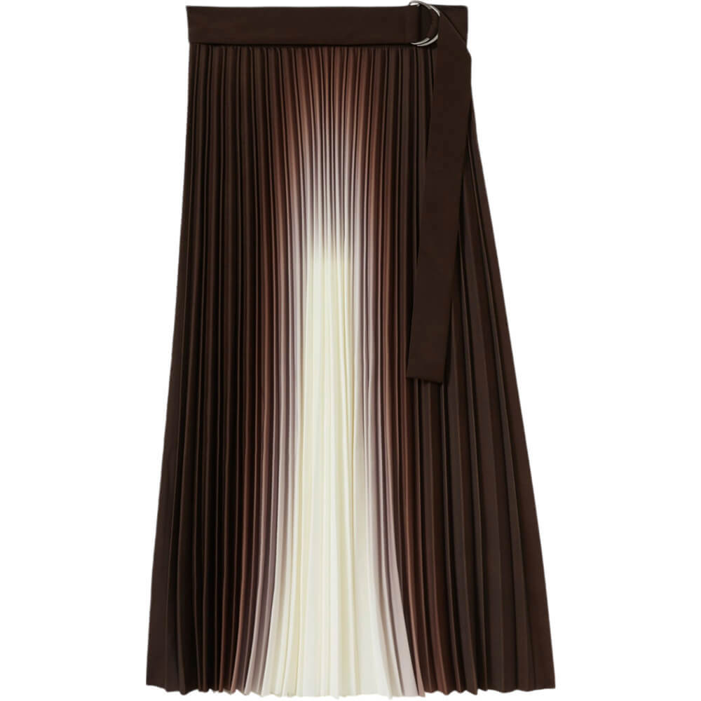 REISS EMILIANA Pleated Crepe Ombre Midi Skirt